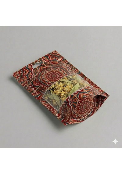 Kırmızı Hazır Desenli Doypack - 100 Adet 20x30