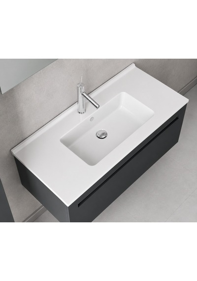 Dura Sees Tezgah Üstü Slim Lavabo 100x46,5 Cm Dolap Uyumlu Batarya Delikli Beyaz 5830