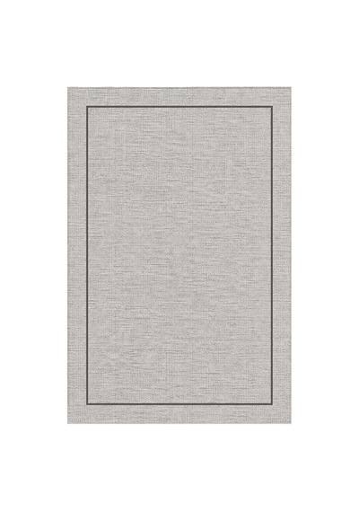 Kartela Halı Sisal Görünümlü Minimal Çerçeveli Halı Açık Gri Kaymaz Taban 100x150 Cm