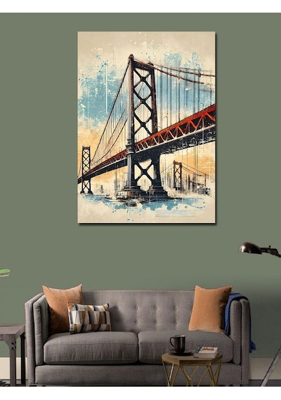 Kanvas Tablo Köprü Manzarası Sanatı 100cmx140cm