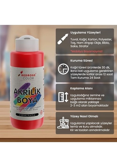 Kırmızı Akrilik Boya 120ml 0,15 L