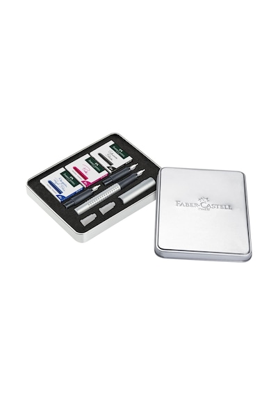 Faber-castell Grip 2011 Dolma Kalem Kaligrafi Set Gümüş Çok Renkli