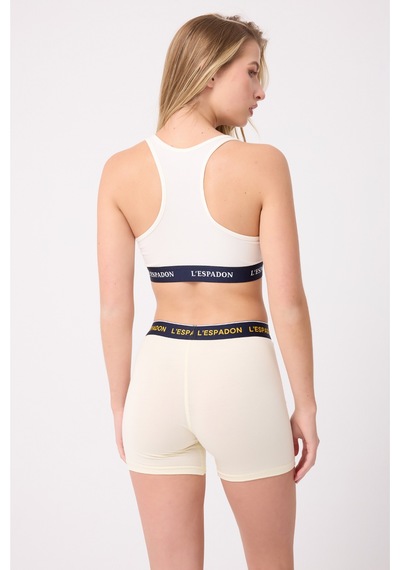 Athleshorts Yüksek Bel Kadın Uzun Boxer Şort-3273 Krem
