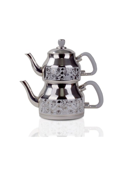 Özkent K-331 Sembol Mini Çaydanlık Çiçek Desenli - Füme