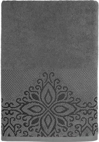 Pamuk Tekli Havlu Jakarlı Karna Home Klover - 70 X 140 Gri