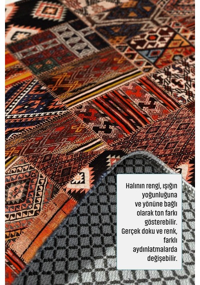 Dekoratif Halı Kaymaz Taban Leke Tutmaz Yıkanabilir Kilim Özel Ölçü Salon Halısı 3046