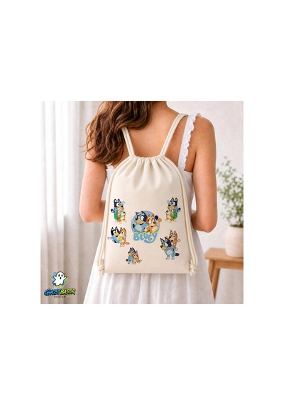 Ghostbastır Design Bluey Büzgülü Keten Çanta C033 Bej