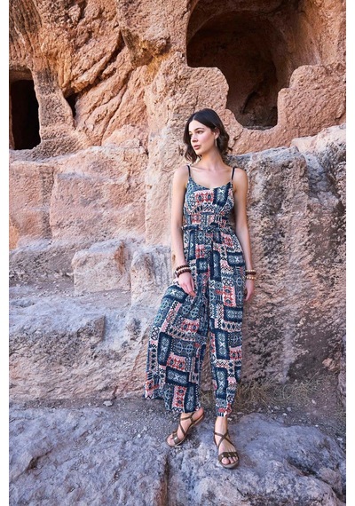 L'ombre Etnik Desenli Tulum Lacivert