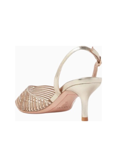 Nicoli Clivia 50 Crystal Slingback Pumps, Gold Pvc-deri, El Işçiliği Lüks Tasarım