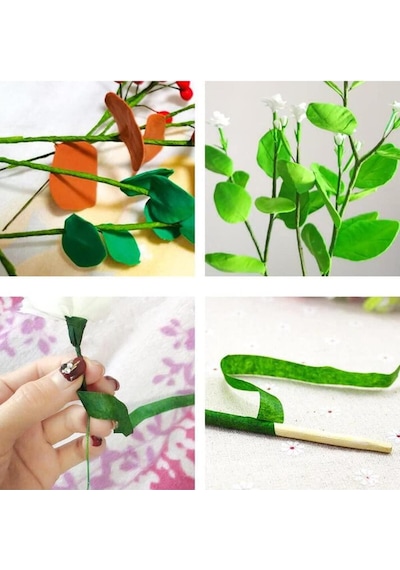 40 Metre Yeşil Çiçekçi Bandı 12 Mm Yapay Çiçek Sap Sarma Latex Floral Tape 1