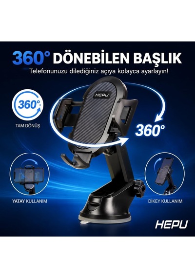Hp-a20 Araç Içi Uzayan Ayarlanabilir Telefon Tutucu Cam Ve Torpido İçin Güçlü Vakumlu Vantuz