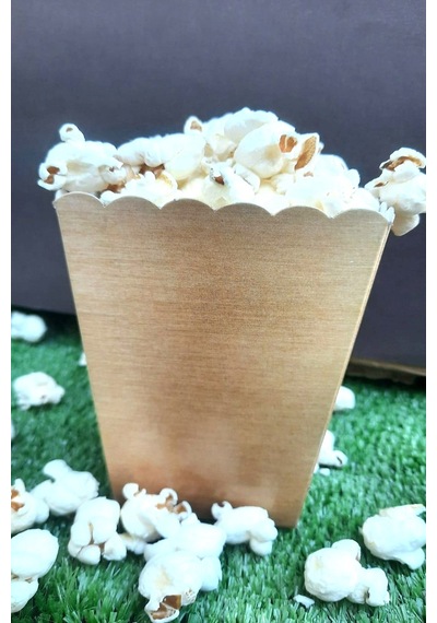 8'li Gold Parlak Mısır Kutusu - Popcorn Kutusu - Doğum Günü İkram Hediye - Orta Boy Standart