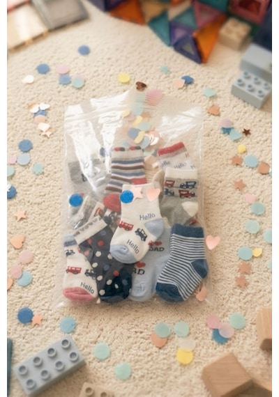 Socketta 5'li Karışık Renkli Sürpriz Paket Erkek Bebek Pamuk Desenli Soket Çorap - Premium Çok Renkli Socketta 5'li Karışık Renkli Sürpriz Paket Erkek Bebek Pamuk Desenli Soket Çorap - Premium Çok Renkli