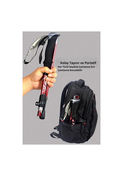 Ergonomik Ve Ayarlanabilir Trekking Batonu Alüminyum Dayanıklı Kaymaz Ve Ter Emici Sap-125 Cm Çok Renkli