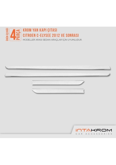 Citroen C - Elysee Krom Yan Kapı Çıtası 4 Parça 2012 Ve Üzeri P.