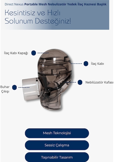 Direct Nexus Şarj Edilebilir Mini Kompresörlü  Nebulizatör