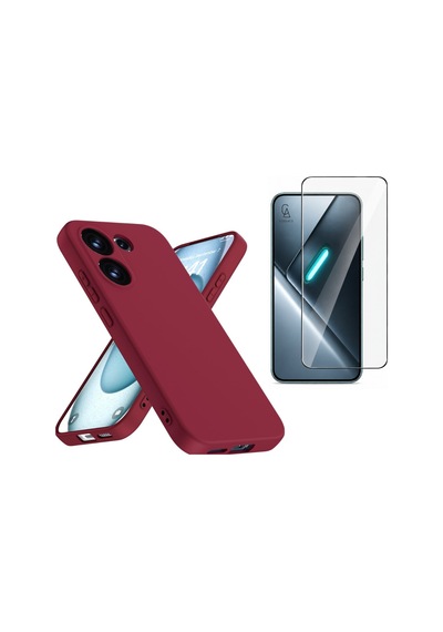 Xiaomi Poco X8 Pro Uyumlu Içi Kadife Lansman Kılıf Ve Şeffaf Temperli Cam Ekran Koruyucu Koyu Mor