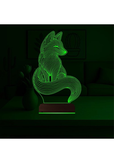 Luvivia Dekoratif Tilki Tasarım 3d Lamba - Masa Gece Lambası Şeffaf