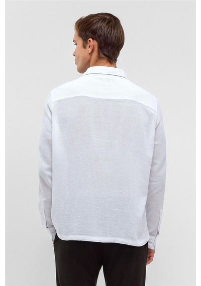 Backandbond Beyaz Relaxed Fit Baskılı %100 Pamuk Gömlek