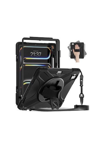Apple Uyumlu iPad  Pro 13 2025 M5 Mkst Defender Tablet Silikon - Siyah Tablet Kılıfı