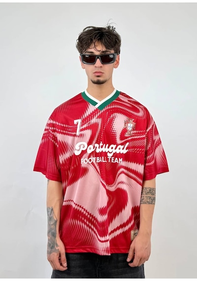 Zaee Portugal 7 Oversize Foootball Jearsy Forma Kırmızı