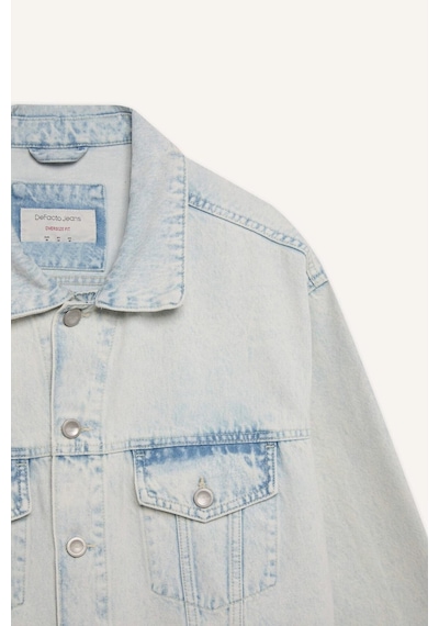Defacto %100 Pamuk Oversize Geniş Kalıp Jean Ceket E0836ax25spnm63 Mavi-nm63