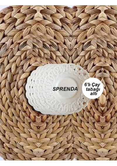 Çay Bardağı Tabağı 6'li Set Porselen Görünümlü Bardak Altlığı Tabak Diğer