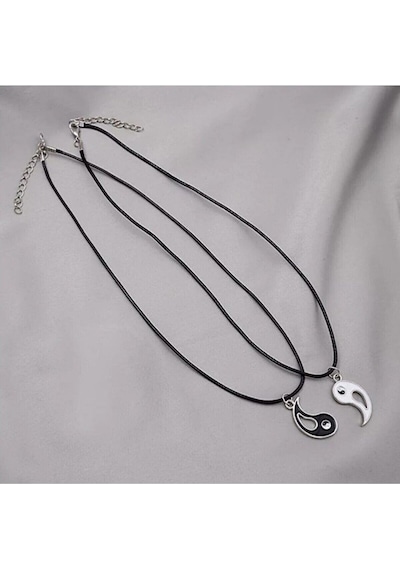 Best Friends Ying Yang İkili Arkadaşlık Sevgili Kolye Siyah - Beyaz