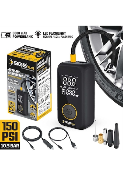 Sgs SGS5398 12V 6.0AH Şarjlı Hava Kompresörü