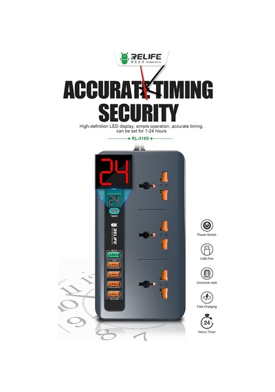 Rl-316d Akıllı Priz Termal Akım Ve Isınma Korumalı 5 Usb 5v-3.4a Qc3.0 Girişli Led Ekran Uzatma Kablolu Diğer