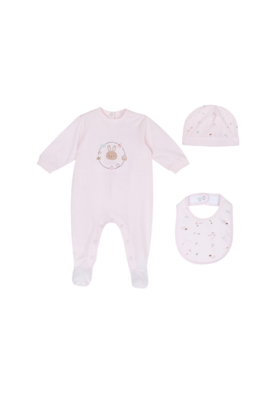 Chicco Kız Bebek Tulum, Şapka Ve Önlük Hediye Seti 09102093000000 000011 Pembe