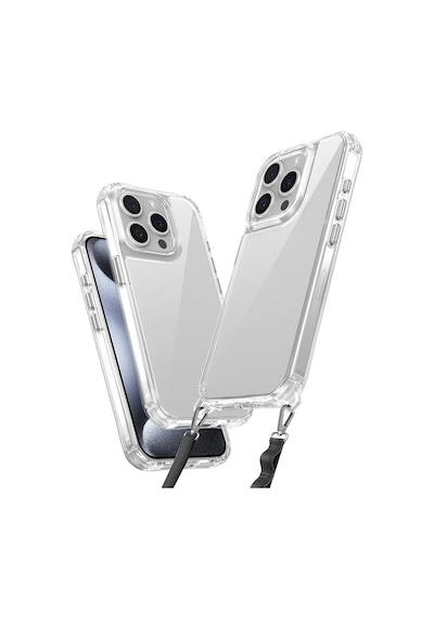 Nourthkiingdom Apple Uyumlu iPhone 15 Pro Max Kılıf Airbagli Takılabilir Askı Aparatlı Nrtk Snap Silikon Kapak - Şeffaf Şeffaf