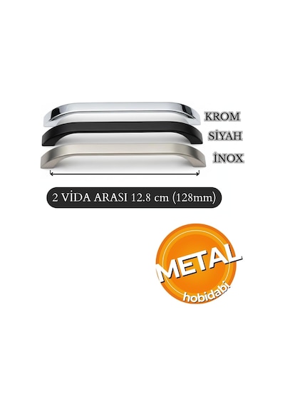 Göksu İnox Metal Mutfak Dolap Kulpları, Çekmece Kapak Kulbu, Mobilya Kulp 128 Mm Çok Renkli