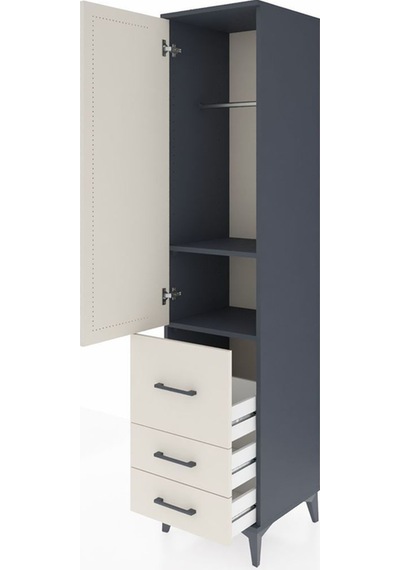 Hyperion Dolap 2 Raflı 3 Çekmeceli Tek Askılı 44x44x195 Antrasit-aytaşı Antrasit