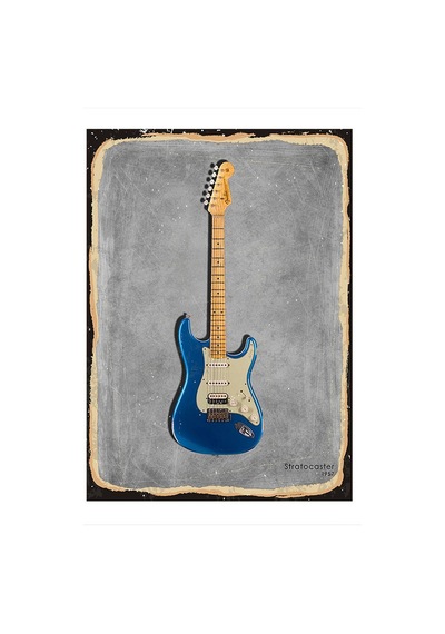Bedeko Fender Gitar Tasarım Ahşap Tablo 50 Cm X 70 Cm
