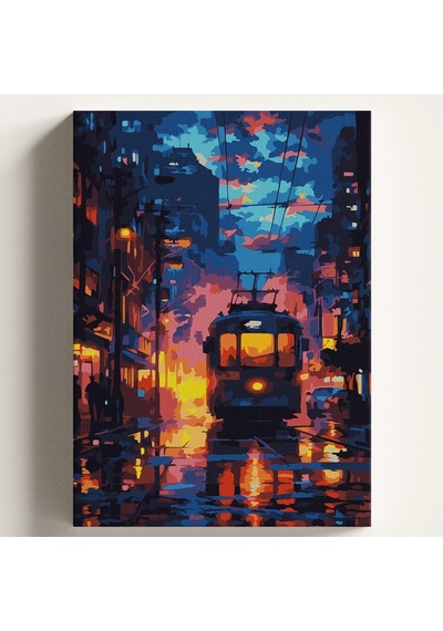 Sayılarla Boyama Tuval Hobi Seti Japon Sokak Temalı Fırça Ve Boya Dahil Set Çıtalı 50x70 Cm Kendin Yap Sayılar