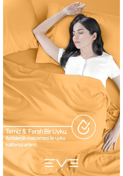 Eve Tekstil Fitted Yüksek Kaliteli Penye Kumaş Tek Kişilik Lastikli Çarşaf Turuncu