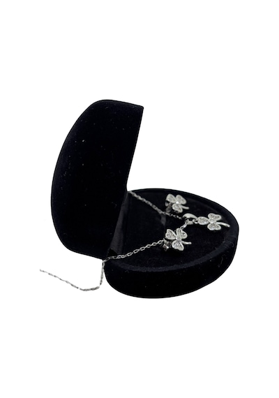 Oya Silver Zirkon Taşlı Yonca Gümüş Set&takım