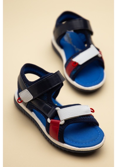 Şirinbebe Ortopedik Erkek Çocuk Sandalet Kırmızı Cırtlı Yan Kapalı-4754