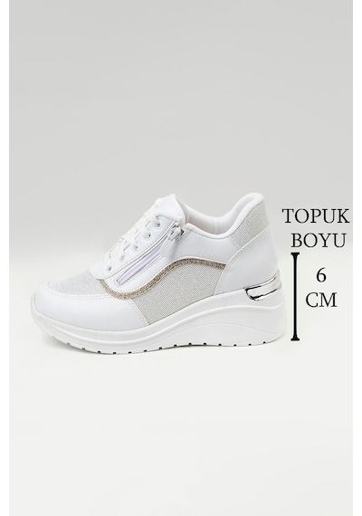 Tw Tonny White Paris - 1511 Yüksek Tabanlı Taşlı 4cm Fermuar Detaylı Kadın Spor Ayakkabı Beyaz Tw Tonny White Paris - 1511 Yüksek Tabanlı Taşlı 4cm Fermuar Detaylı Kadın Spor Ayakkabı Beyaz