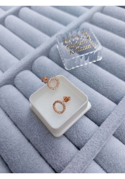 Zanaatsilver 925 Ayar Gümüş Zirkon Taşlı Çember Küpe Zs0034kp Rose Renk 9 Mm B Gümüş