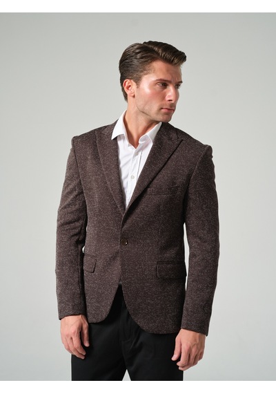 Bonesti Erkek Slim Fit Blazer Ceket Kahverengi Desenli