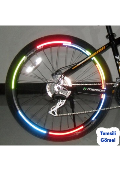 Badem10 Yapışkanlı Neon Bisiklet Motosiklet Araba Jant Bandı 7 Mm X 7 Metre Mavi Reflektif Parlayan Bant Çok Renkli