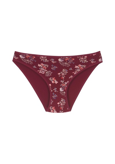 18001-5 Kadın 7'li Flowers Bikini Külot Paketi V9-bordo Mix Çok Renkli