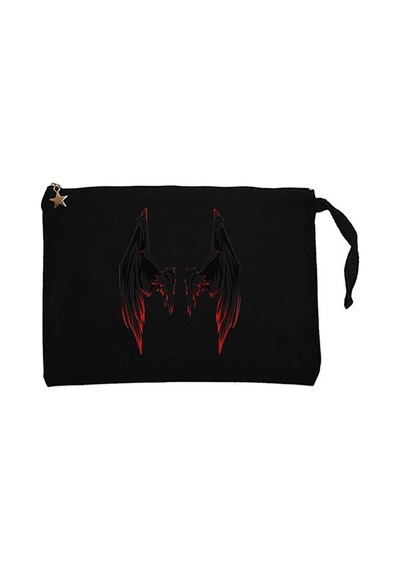 Lucifer Black Wing Siyah Clutch Astarlı Cüzdan / El Çantası Siyah