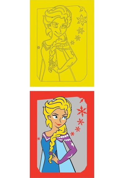 Disney Frozen, 5 Adet Büyük Boy A4, Kız Çocuk Kum Boyama Kartı Seti-red Castle Kb-d-053