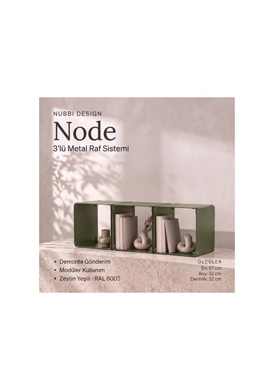 Node 3 Lü Modüler Metal Kitaplık Yatay Tasarım Dekoratif Küp Raf Sistemi Yeşil - 940096365 Yeşil Node 3 Lü Modüler Metal Kitaplık Yatay Tasarım Dekoratif Küp Raf Sistemi Yeşil - 940096365 Yeşil