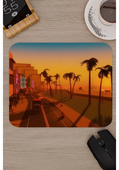 Gta Vice City Kaymaz Dikişli Kauçuk Oyuncu Mousepad V5 - 22x18 Gaming Mouse Pad Fare Altlığı
