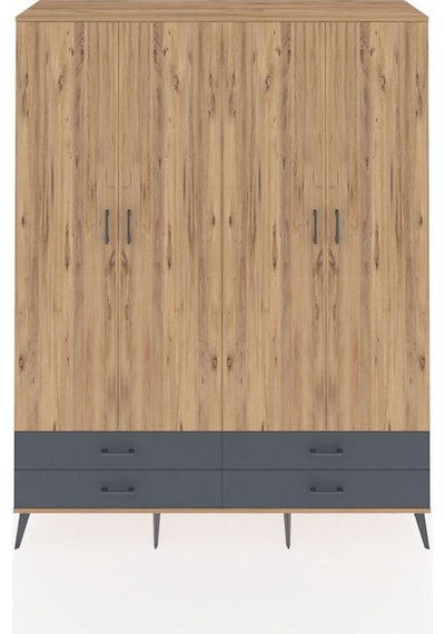 Hyperion Gardrop 6 Raflı 4 Çekmeceli 2 Askılı 176x44x221 Çam-çam/antrasit Çam/antrasit Hyperion Gardrop 6 Raflı 4 Çekmeceli 2 Askılı 176x44x221 Çam-çam/antrasit Çam/antrasit