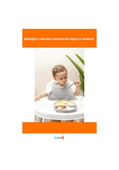 Gri Silikon Vakumlu Tabaklı Diş Kaşıyıcılı Kaşık Ve Ayarlanabilir Mama Önlüğü Seti